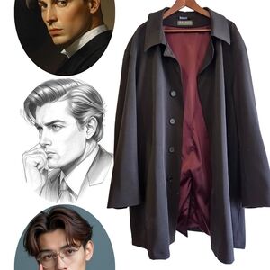 Baroso Men's Black Over Coat